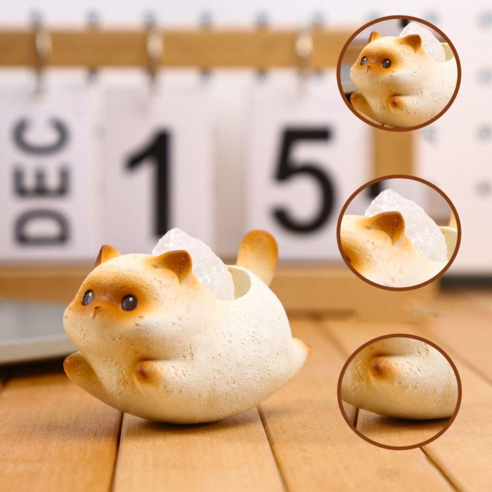 Creative Cat Statue Resin Miniatures Figurine Crafts Cat Swinging Ornament  Living Room