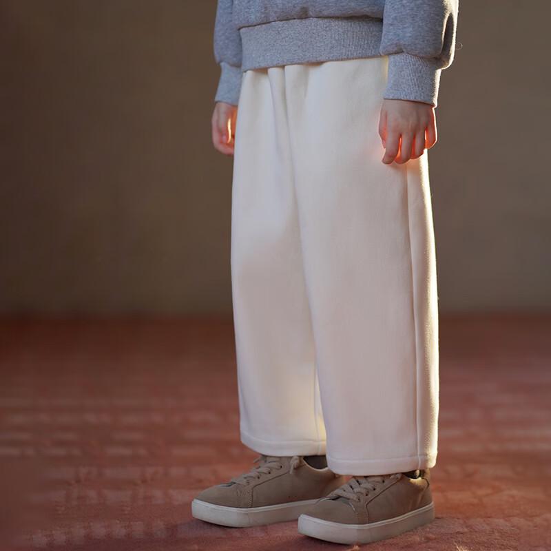 Hacikis Kids  Winter Fleece-Lined Relaxed Straight-Leg Casual Pants 140