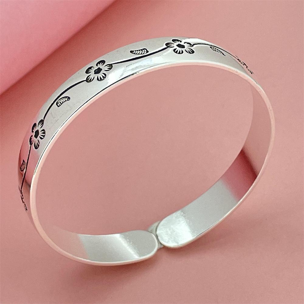 925 Sterling Silver, Retro Plum Blossom Bracelet, Simple and Retro, Versatile, Suitable for Daily Wear
