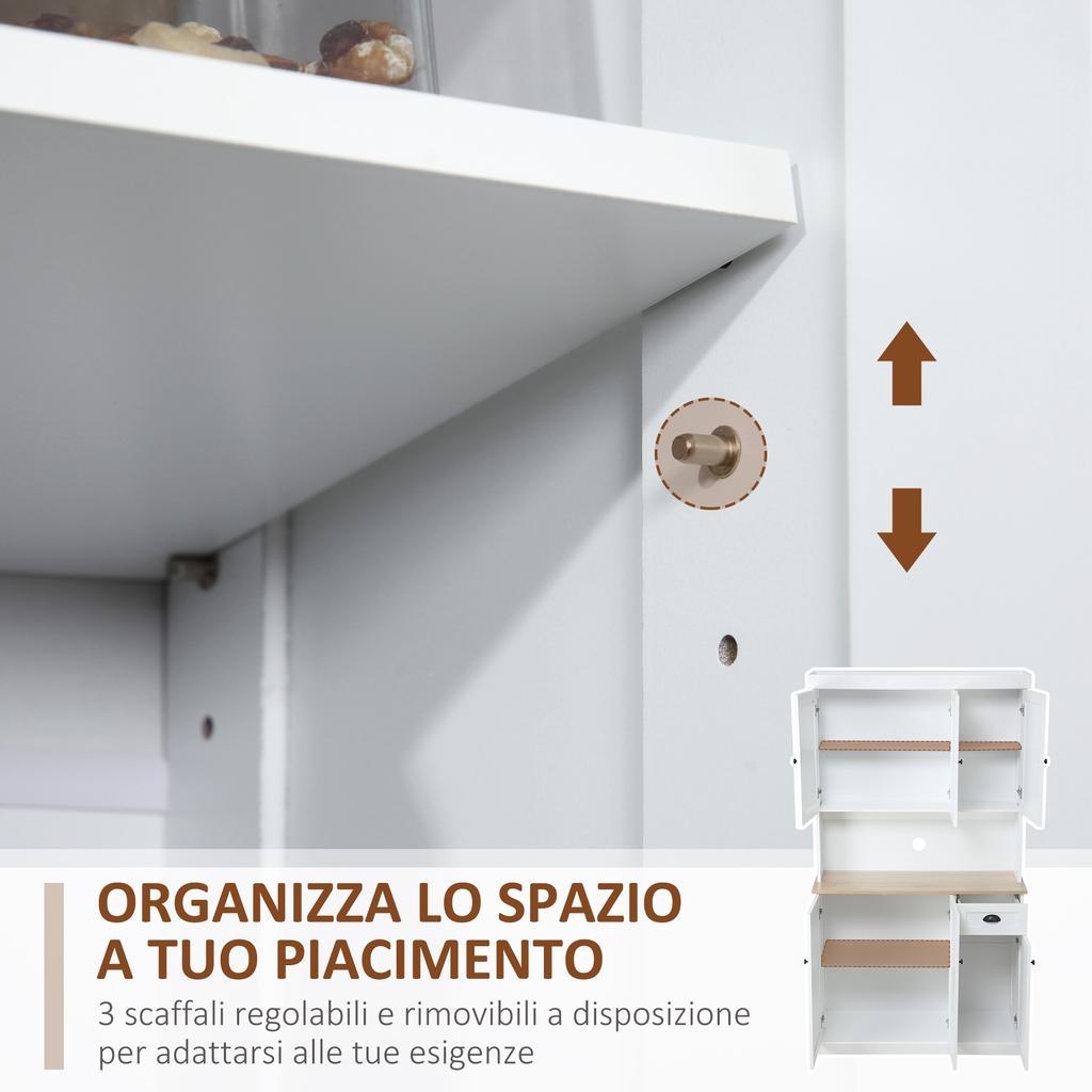 Country-Style Wooden Kitchen Pantry Cabinet with Cabinets and Drawer. 101x39x180cm. White
