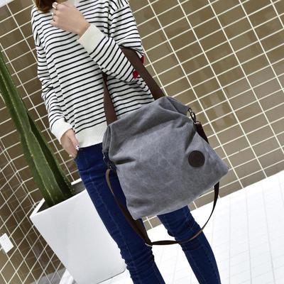 Large Capacity Women's Casual Canvas Handbag with Multi-Compartments: European & American Style, Crossbody & Shoulder Options