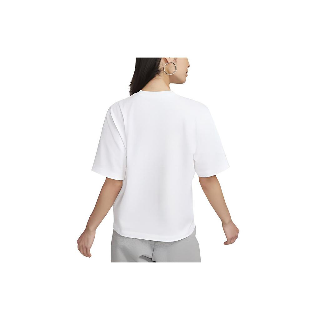 Nike Letter Breathable Number Logo Print Loose Round Neck Short Sleeve Drop Shoulder T-Shirt Women T-Shirt White FQ6601-100