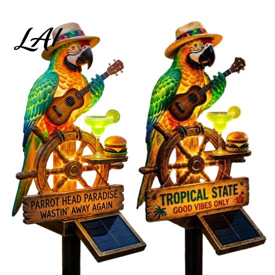 Outdoor Solar Porch Light Parrot Shape Light with Ground Insert Waterproof Yard