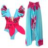 Ashgaily Ruffle One Piece Swimsuit Women Swimwear with Belt Push Up Monokini Swim Suit Print Bathing Suit Beachwear