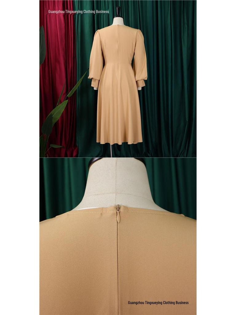 Elegant Solid Color Plus Size A-line Skirt with Fashionable Spring European & American Style