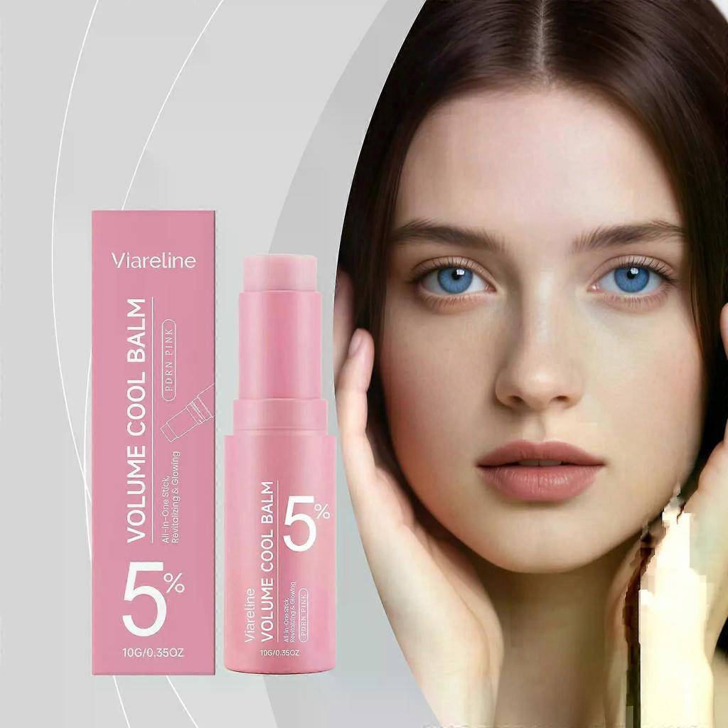 Stick Balsamo Fresco Rosa Volumizzante con PDRN al 5% 10g, Balsamo Multi-Collagene per Viso Occhi Labbra Collo, Stick Idratante Anti-Età Illuminante con Vitamina E