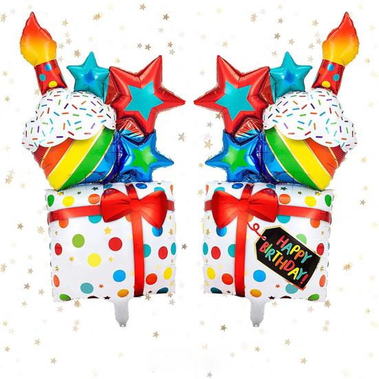 Birthday Party Balloon DIY Scene Layout Various Styles Birthday Cake Inflatable Toy Decoration Creative Inflatable Cartoon Aluminum Foil Balloon Party