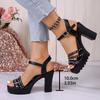Women's Chunky High-Heeled Waterproof Sandals: Single & Fine Straps, Versatile Spring/Summer Fashion