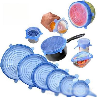 6 Pezzi Coperchi Riutilizzabili in Silicone per Cibo/Piatti