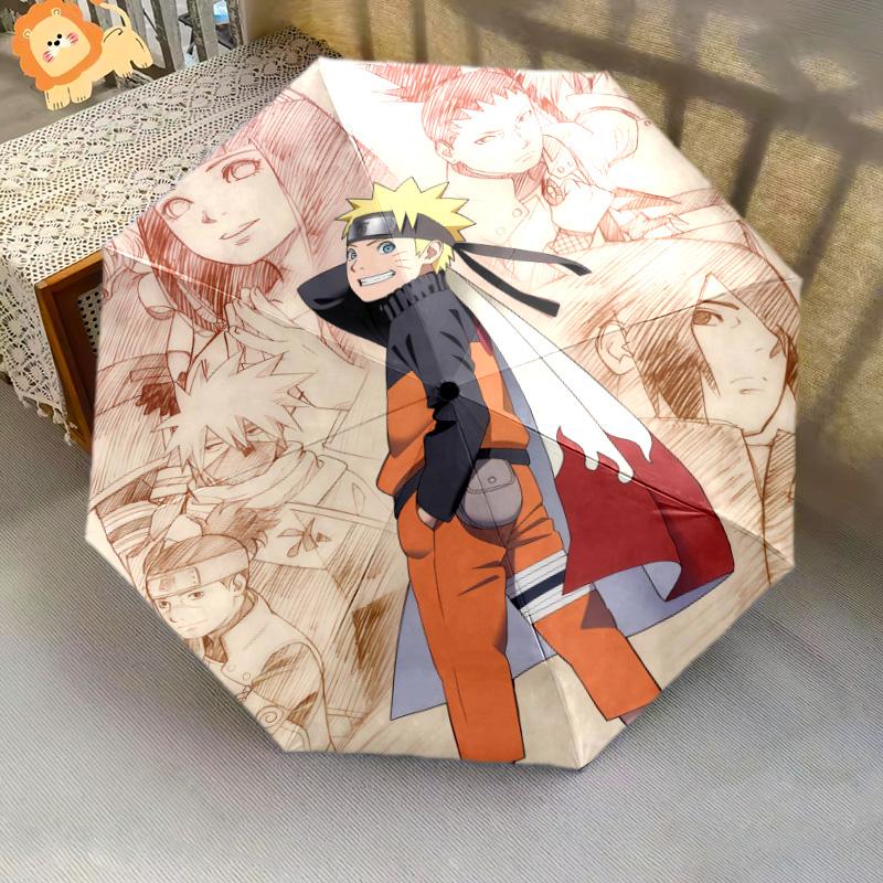 1 PC Automatic Folding Umbrella - Naruto Hokage Artwork Pattern Portable Foldable Design With 8 Ribs Christmas Birthday Gifts
