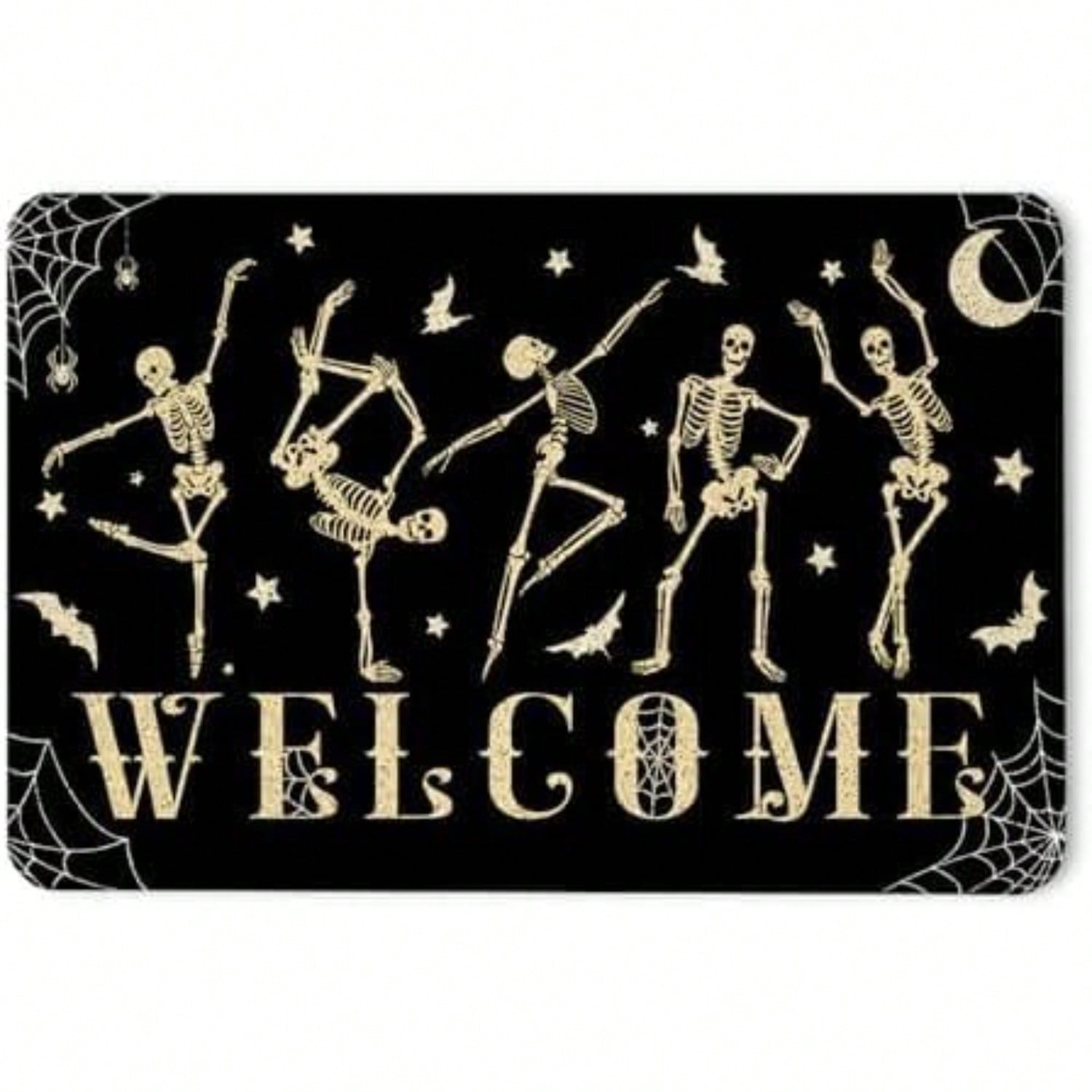 

Funny Halloween Ghost Pumpkin Foolish Mortals Carpet Mat Rug Welcome Home Decor for Front Door Bathroom Kitchen Outside Room 40X60CM