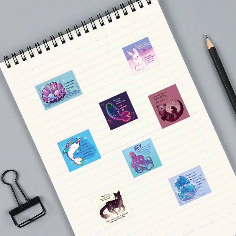 110 inspirational English animal stickers, personalized decorations, waterproof stickers for luggage and laptops, children's encouragement