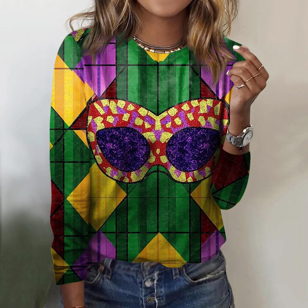 Damen Locker Bequem Lässig Mode Rundhals Weihnachts-Print Langarm Kapuzenpullover