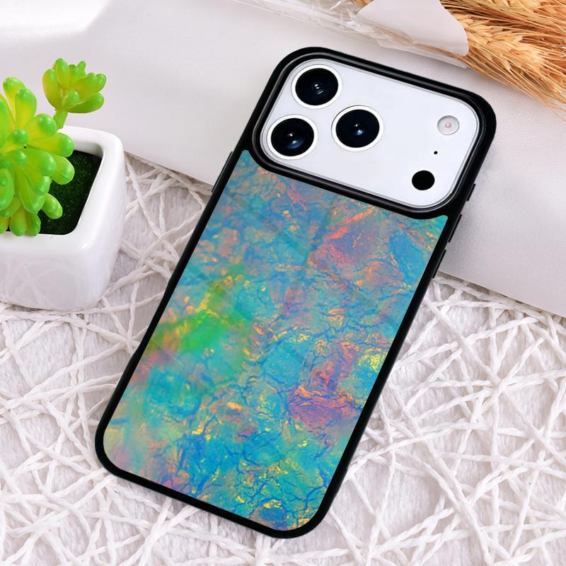 Opal Stone Iridescent Shockproof Phone Case for iPhone 17 Air 16e 15 11 12 14 13 Pro Max Cover Coque