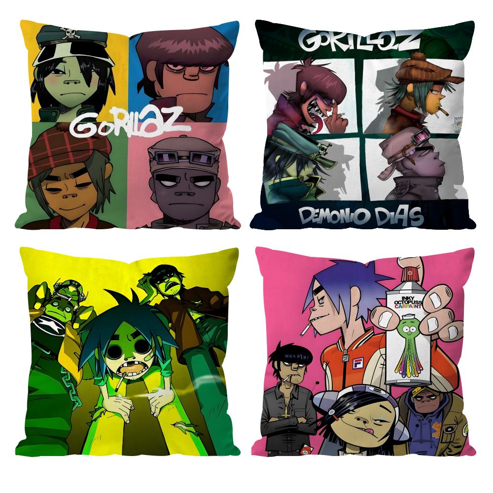 Music Prints G-Gorillaz Cushion Cover Pattern Printed Pillowcase for Living Room Sofa Cushion Cover & Bedroom Decor
