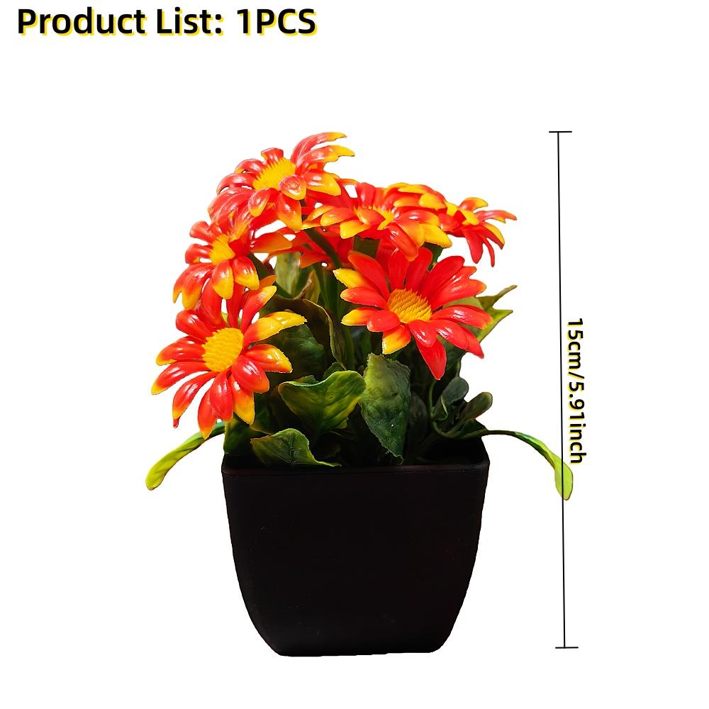 

1/5-Pack Mini Artificial Potted Greenery with Faux Flowers Realistic No Maintenance for Home Office Desk Shelf Indoor Decor оранжевый