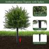 Artificial Cedar Ball Shaped Pruned Tree with Ground Stake UV Resistant Fake Arborvitae Plant Indoor Outdoor Garden Decor