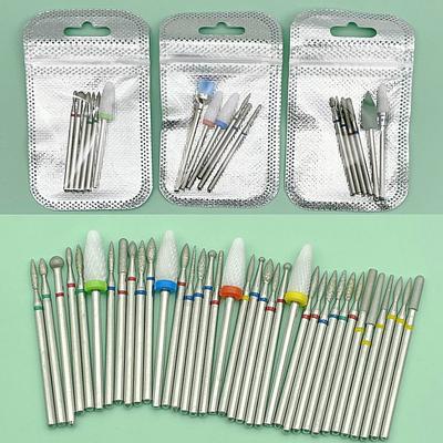 6 STUKS Freesbit voor Manicure Diamant Keramiek Nagelboor Bits Frezen Verwijderen Nagel Bit Set Gel Elektrische Manicure Machine Gereedschap