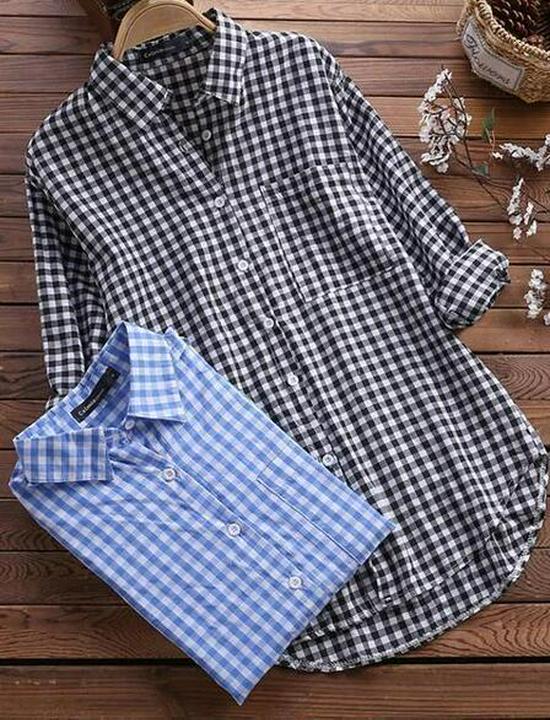 Retro Plaid Lapel Long Sleeve Shirt In Stock (2026)