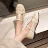 Retro Round Head Single Shoes 2026 Spring New Head Retro French Flat Bottom Shallow Mouth Women's Soft Sole One Word Mary Jane Shoes