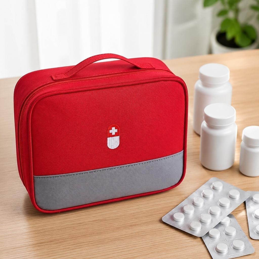 Portable First Aid Kit Travel Medical Bag Compact Organizer with Multiple Compartments for Emergency Supplies and Basic Medical Tools