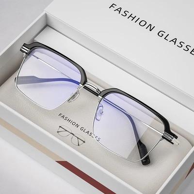 Fashion Square Reading Glasses Men Women Anti Blue Light Metal Frame Presbyopic Glasses Antifatigue Computer Eyewear 0 To +4.0