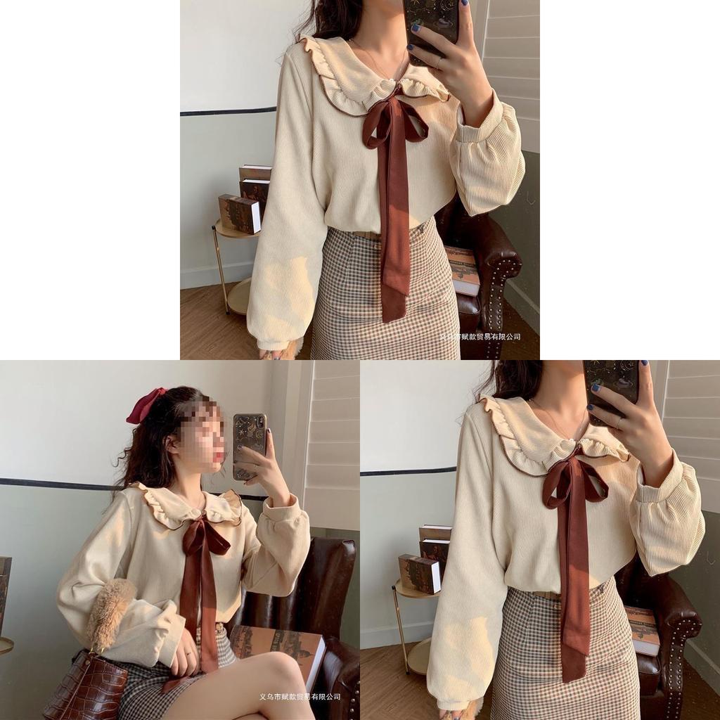 Cotton Corduroy Shirt With 3d Pattern And Doll Collar For Vintage Style Womens Fashion