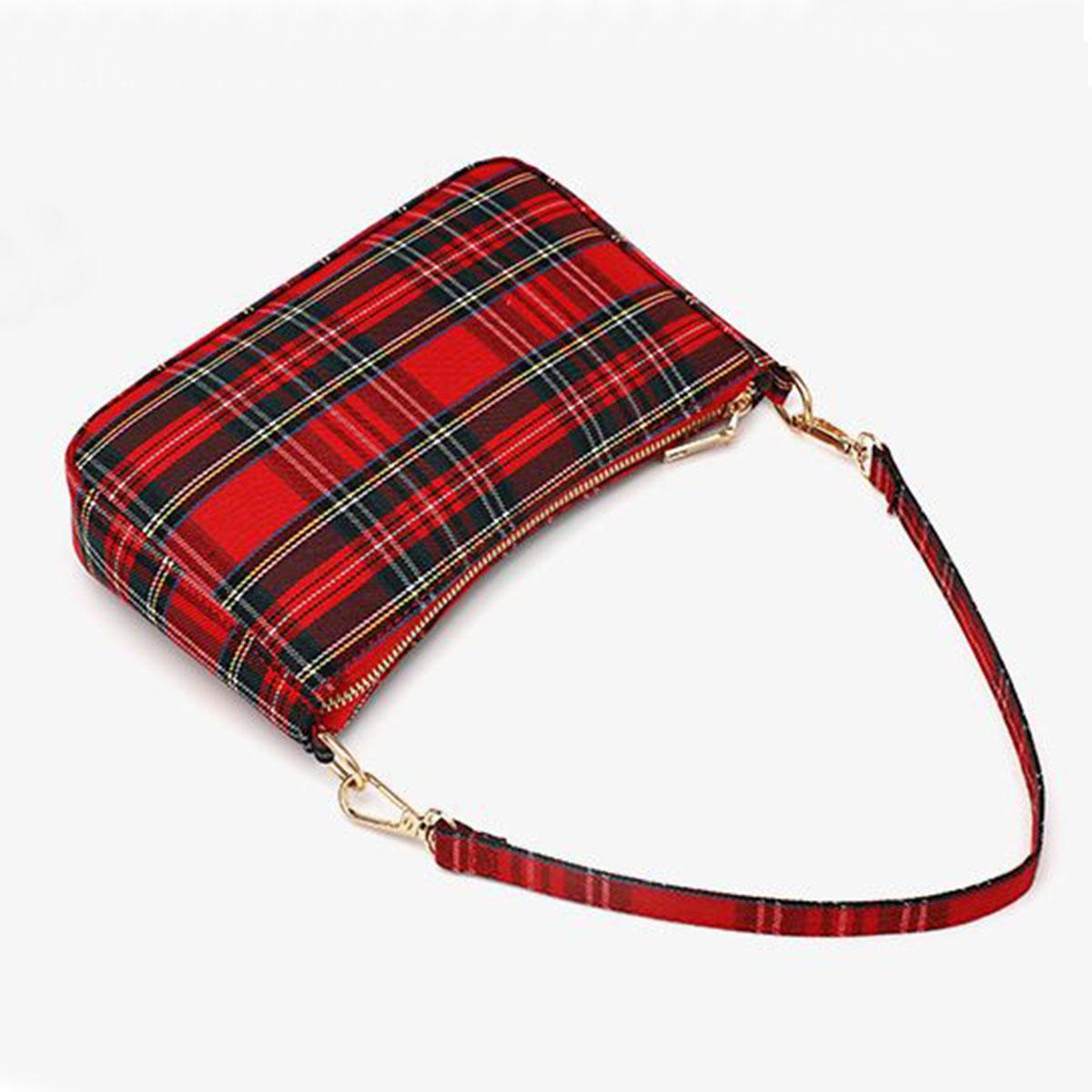 Модные винтажные ретро сумки дизайнерские женские сумки французская клетчатая красная — фото 11