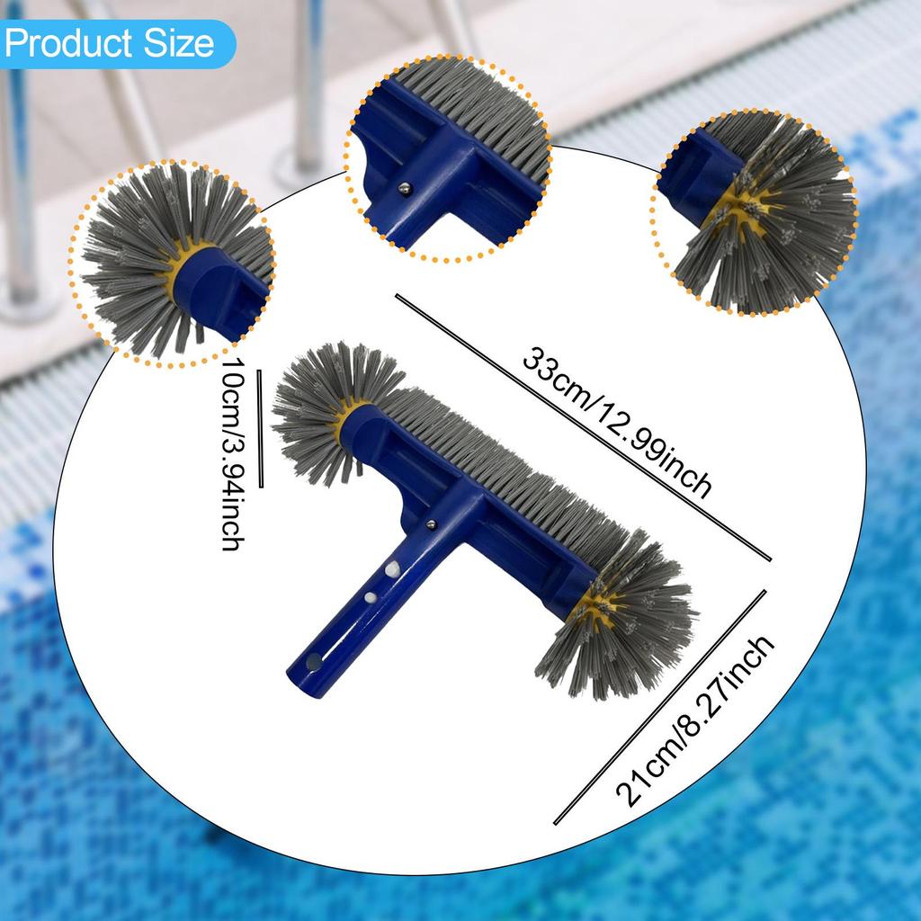 Pool Scrub Brush with Portable Round Tips Easy To Use 13'' Nylon Bristles