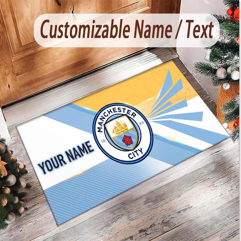 Personalized Crystal Velvet Carpet Manchester City Pattern Non Slip Floor Rug