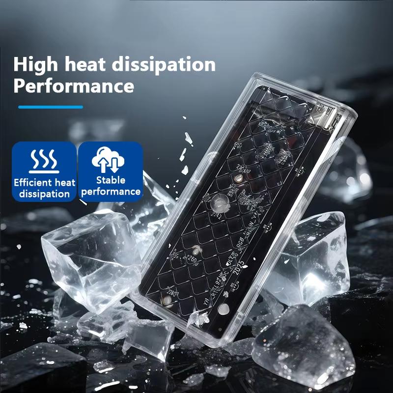 M.2 NVME/NGFF Dual Protocol SSD Enclosure Transparent Hard Drive Case USB3.2 Type-C RGB Light 10Gbps Enclosure SATA SSD Adapter