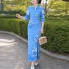 ZANZEA Dames Blouse met 3/4 Mouwen en Kokerrok Bloemenprint Elegante Tweedelige Pakken Sets