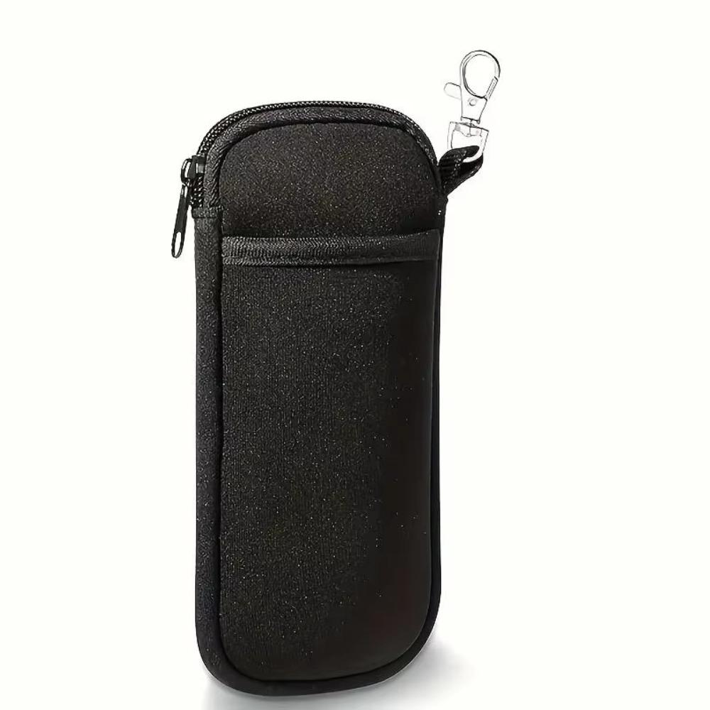 Soft Portable Glasses Case with Carabiner Multi functional Zipper Eyeglass Pouch Durable Double Pocket Phone Shell Bag