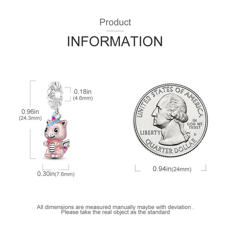 Cute Pink Unicorn Baby Beads Copper Original Beads Fit Originalcharms Bracelet Bead Jewelry Gifts For Women