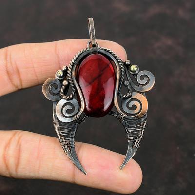 Ciondolo Labradorite Rossa Fuoco Ciondolo Avvolto in Filo di Rame Incredibile Gioiello in Rame Ciondolo con Pietra Preziosa Fatto a Mano Gioiello Avvolto in Filo Regalo di Fidanzamento