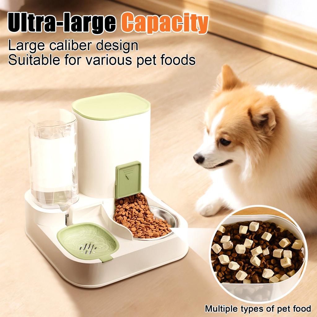 Automatic Pet Feeder And Waterer, Automatic Feeding Cat Food And Waterer Set For Small And Large Cats And Dogs