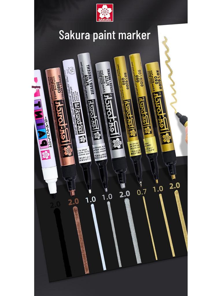 Japan Sakura Gold & White Oil-Based Paint Pen Set for Black Card Art & Drawing