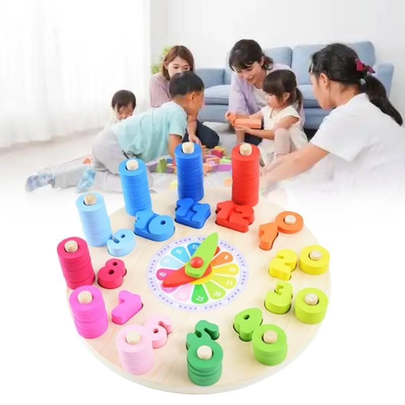 Colorful Wooden Puzzle Toy For Kids Learning Time And Numbers Educational Development