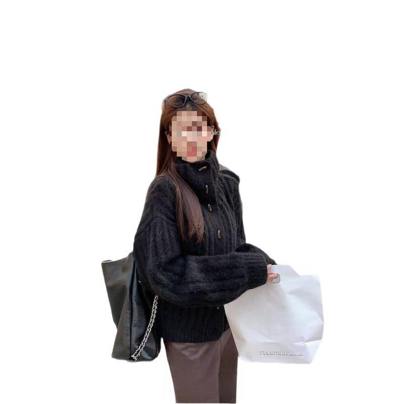 Sweater For Women With Stand Collar And Knitted Design For Fall Casual Wear