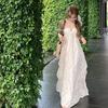 Seaside Vacation Wind Beach Halter Neck Dress Children Spring and Summer New Models with Chest Pads Pure Desire Hollow Mid-length Dress