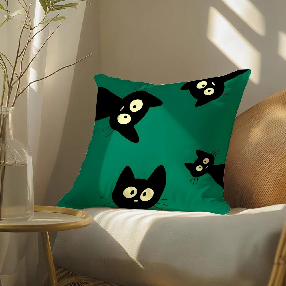 Funny and surprising cat patterns Cushion Cover Silky elegant Comfort Sofa Bed Invisible zipper Beach pillowcase