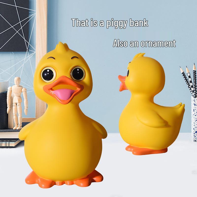 

Adorable Yellow Duck Piggy Bank - Durable Cartoon Ornament Gift 18mm жёлтый