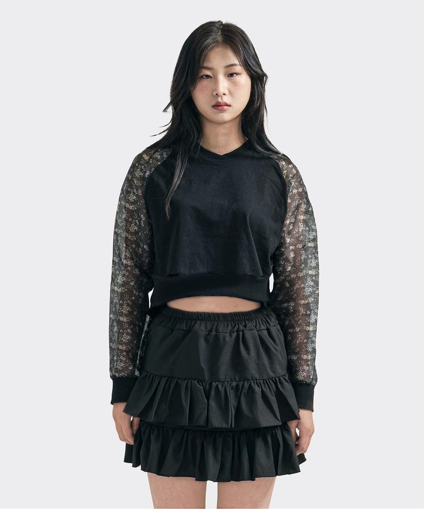 TEENYTIGER Floral Hangeul Jeogori Crop Black