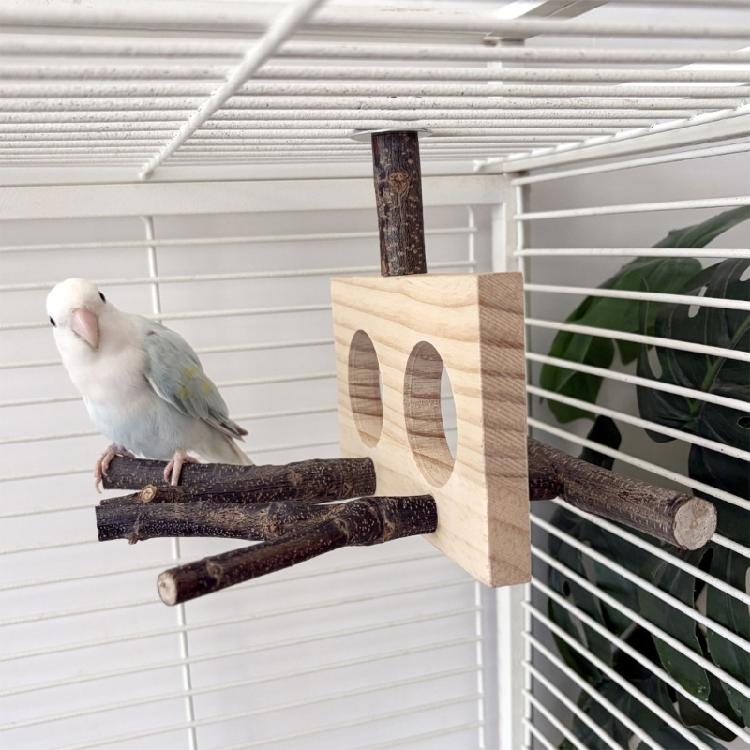 Multifunktionaler Holz-Papageienständer Holz-Vogelstangenständer Spielständer Papageienspielzeug für die Anreicherung von Vögeln