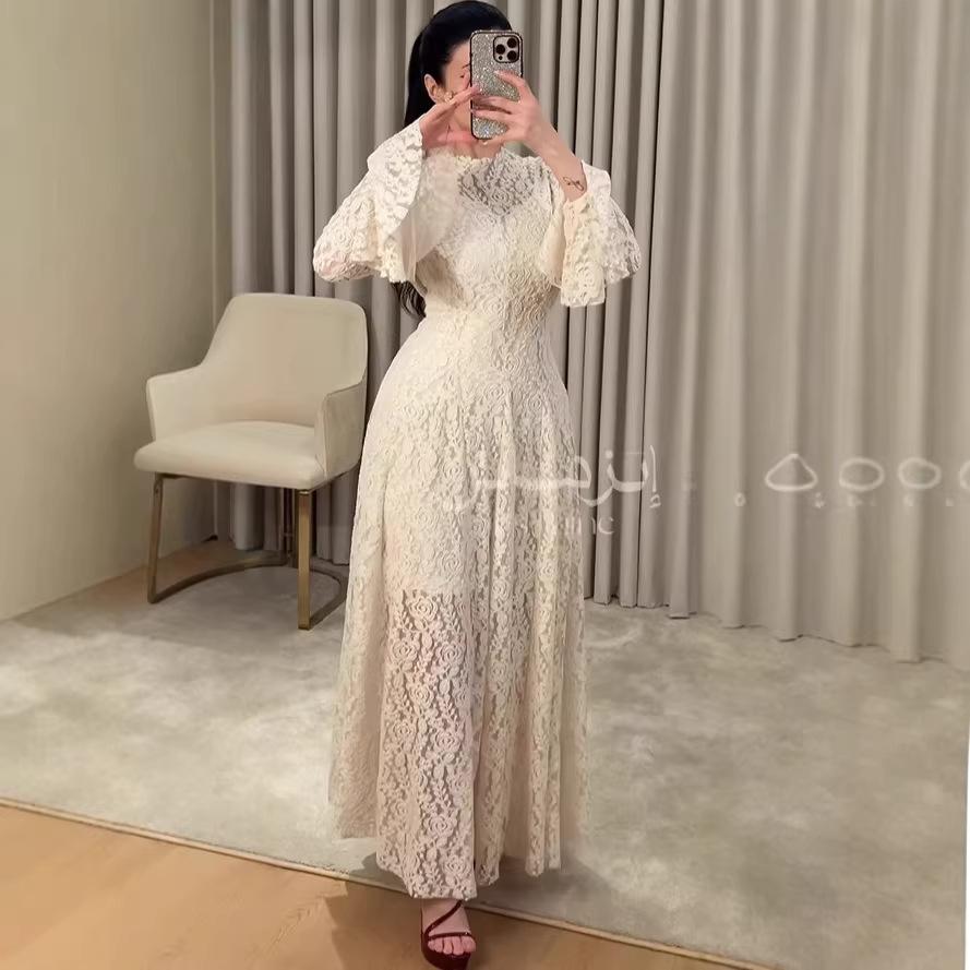 Spring European and American design sense new printing fashion temperament slim long-sleeved dress
