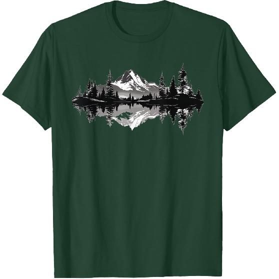 Mountain Landscape Reflection Forest Trees Outdoor Wildlife T-Shirt