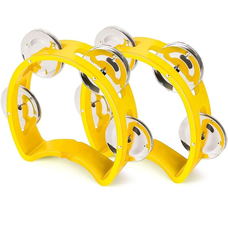 2Pcs Plastic Hand Held Percussion Tambourine With 4 Bells Rhythm Musical Instrument Toys Kids Preschool Educational Gift