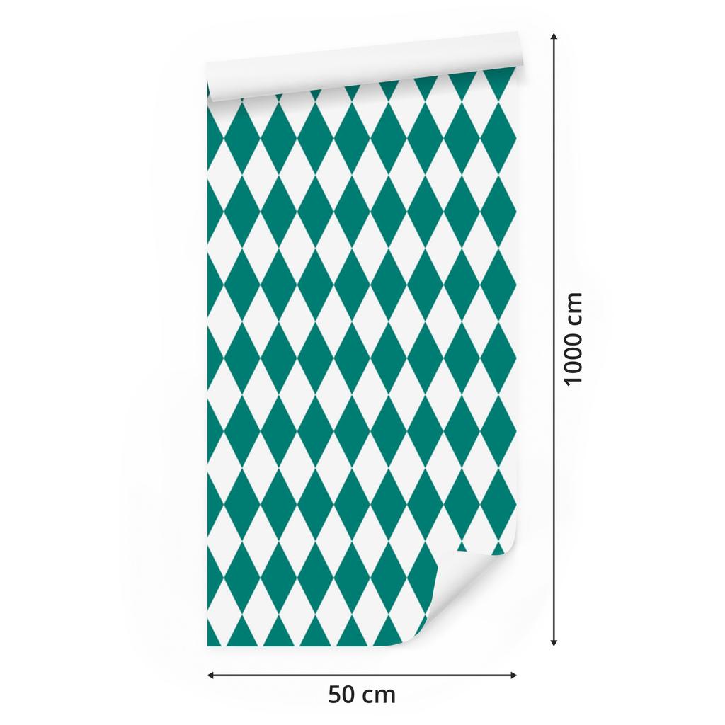 Harlequin Diamonds Wallpaper Turquoise, White and Mint 50x1000