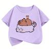Cute Cat Capybara Kids Tshirts Summer Short Sleeve Tees Cartoon Boys Girls Clothes Kawaii Kitten Tops Y2K Children T-shirt