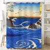 Whirlpool Shower Curtain Removable Waterproof Home Decor Bathroom Wall Hanging Print Custom Size Blue Wave Design